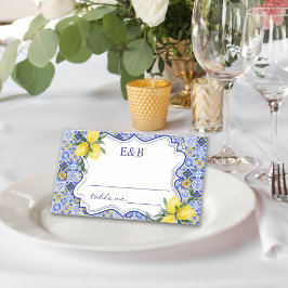 Mediterranean Mosaic Wedding with Citrus Touches Placeringskort