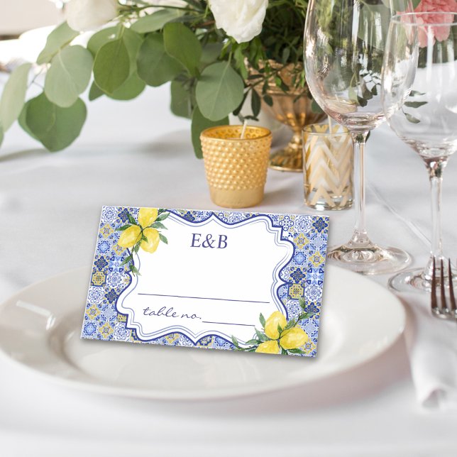 Mediterranean Mosaic Wedding with Citrus Touches Placeringskort (Skapare uppladdad)