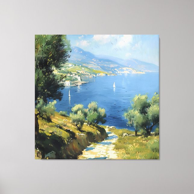 Mediterranean Olive Grove by the Sea  Canvastryck (Framsida)