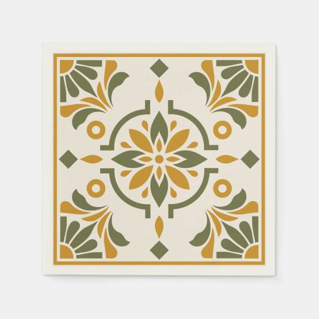 Mediterranean Olive Tile Pappersservett (Framsidan)