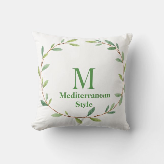 Mediterranean Olive Wreath Throw Pillow Kudde (Framsida)