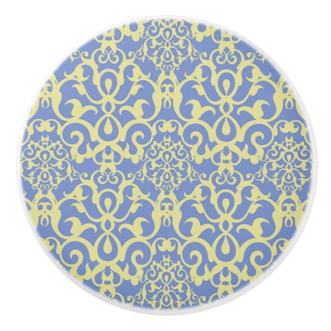 Mediterranean Pattern - Blue and Yellow Ornament Knopp (Framsidan)