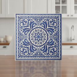 Mediterranean Pattern Pat#11 Blue Ivory ID1195 Kakelplatta