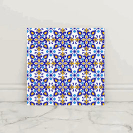 Mediterranean Royal Mosaic Blue and Gold Ceramic  Kakelplatta