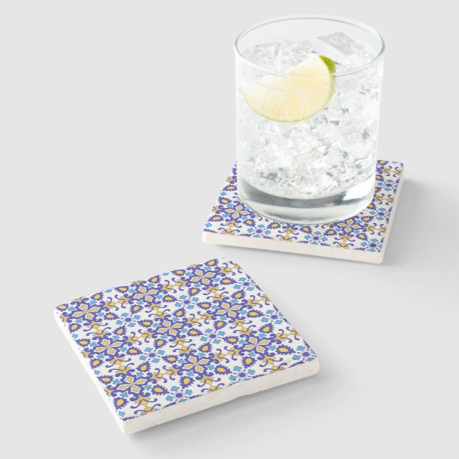 Mediterranean Royal Mosaic Blue and Gold Ceramic  Stenunderlägg (Sidan)