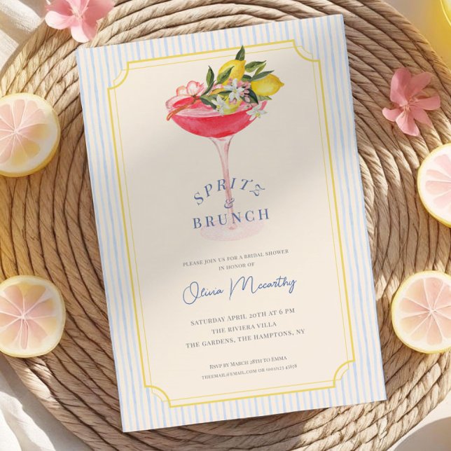 Mediterranean Spritz & Brunch Lemon Bridal Shower Inbjudningar (Skapare uppladdad)