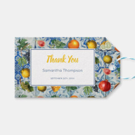 Mediterranean Summer Fruit Blue Mosaic Presentetikett