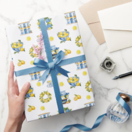 Mediterranean Summer Lemon Mönster Presentpapper