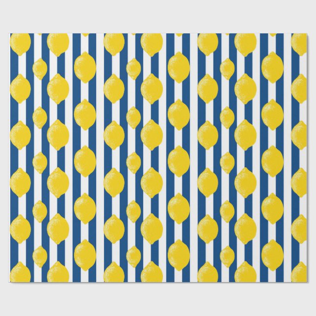 Mediterranean Summer Stripes and Lemons Presentpapper (Platt)