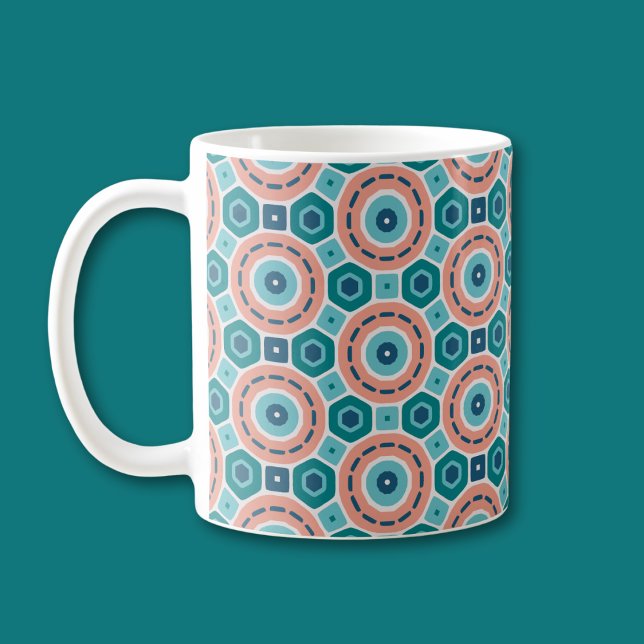 Mediterranean Summer Vibes Geometric Mönster Kaffemugg (Skapare uppladdad)