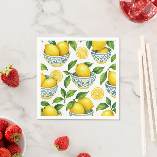 Mediterranean Summer Watercolor Pappersservett (Insitu)