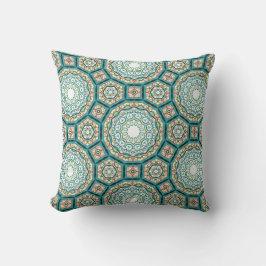 Mediterranean Teal Tile Pattern Kudde