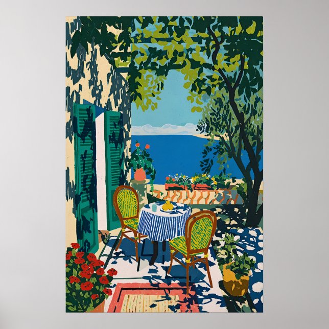 Mediterranean Terrace Tryck Kustnära Havsutsikt (Framsidan)