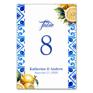 Mediterranean Tile Italile Lemon Bröllop Bordsnummer