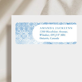 Mediterranean tile pattern returadress etikett