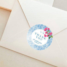 Mediterranean tile pattern Round Sticker Runt Klistermärke