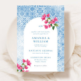 Mediterranean tile pattern Wedding Invitation Inbjudningar