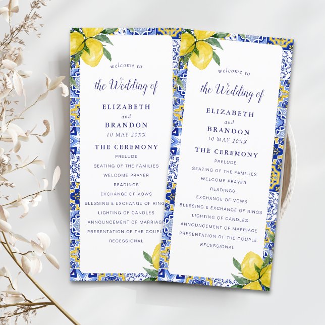 Mediterranean Tile Wedding with Lemons Program (Skapare uppladdad)