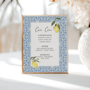 Mediterranean Tiles Amalfi Capri Pub Menu Poster