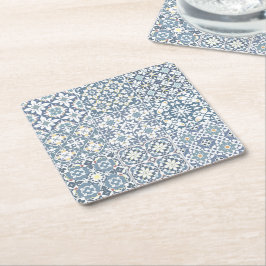 Mediterranean Tiles, Moroccan, Majolica, Azulejo Underlägg Papper Kvadrat