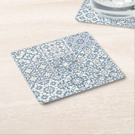Mediterranean Tiles, Moroccan, Majolica, Azulejo Underlägg Papper Kvadrat