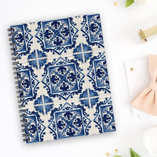 Mediterranean Tiles, Portugal, Azulejo, Majolica Anteckningsbok (Skapare uppladdad)