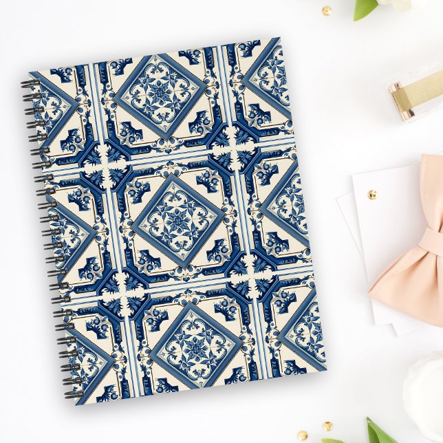 Mediterranean Tiles, Portugal, Azulejo, Majolica Anteckningsbok (Skapare uppladdad)