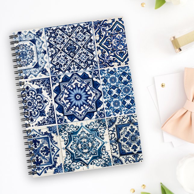 Mediterranean Tiles, Portugal, Azulejo, Majolica Anteckningsbok (Skapare uppladdad)