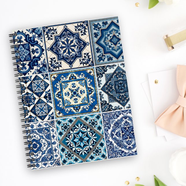 Mediterranean Tiles, Portugal, Azulejo, Majolica Anteckningsbok (Skapare uppladdad)