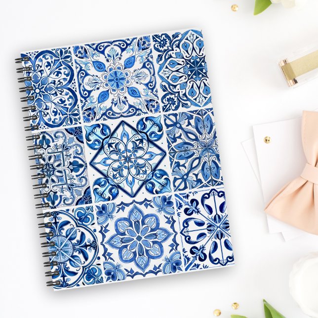 Mediterranean Tiles, Portugal, Azulejo, Majolica Anteckningsbok (Skapare uppladdad)