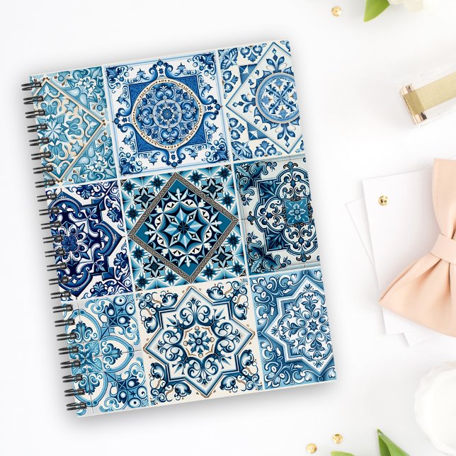 Mediterranean Tiles, Portugal, Azulejo, Majolica Anteckningsbok (Skapare uppladdad)