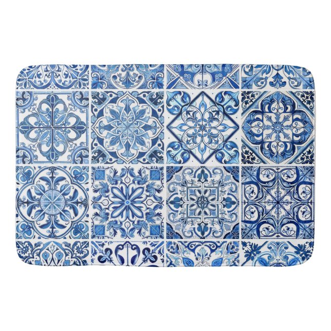 Mediterranean Tiles, Portugal, Azulejo, Majolica Badrumsmatta (Framsidan)