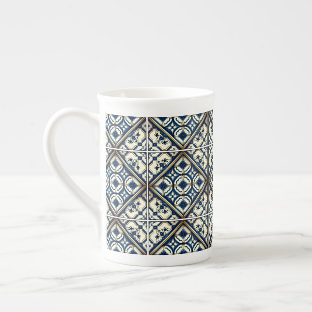Mediterranean Tiles, Portugal, Azulejo, Majolica Benporslin Mugg (Vänster)