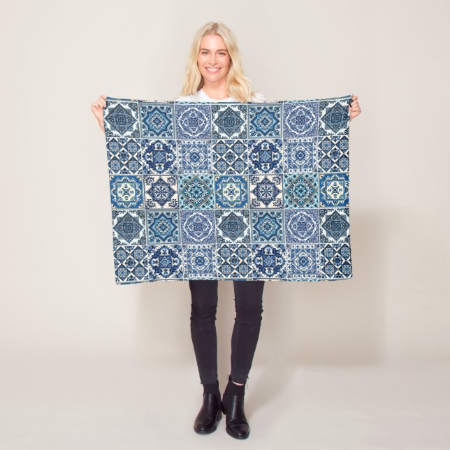 Mediterranean Tiles, Portugal, Azulejo, Majolica Fleecefilt (På plats)