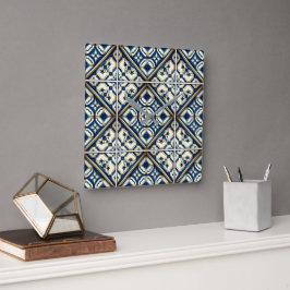Mediterranean Tiles, Portugal, Azulejo, Majolica Fyrkantig Klocka