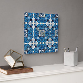 Mediterranean Tiles, Portugal, Azulejo, Majolica Fyrkantig Klocka