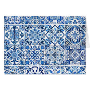 Mediterranean Tiles, Portugal, Azulejo, Majolica Hälsningskort