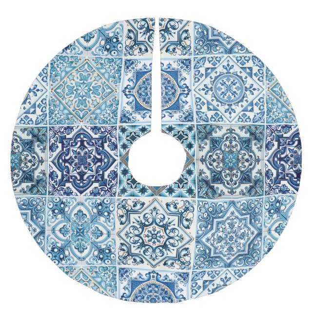 Mediterranean Tiles, Portugal, Azulejo, Majolica Julgransmatta Borstad Polyester (Framsidan)
