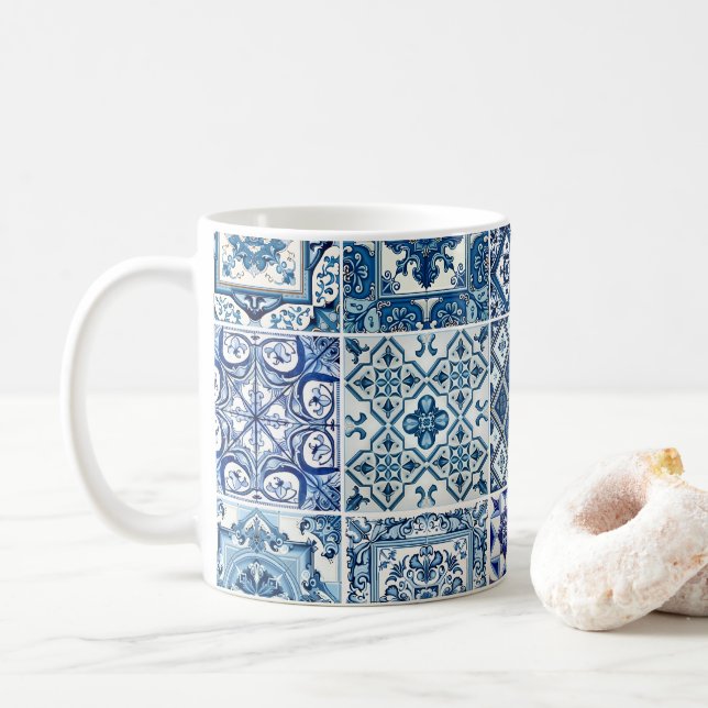 Mediterranean Tiles, Portugal, Azulejo, Majolica Kaffemugg (Med munk)
