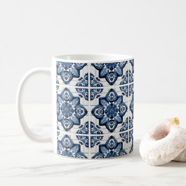 Mediterranean Tiles, Portugal, Azulejo, Majolica Kaffemugg (Med munk)