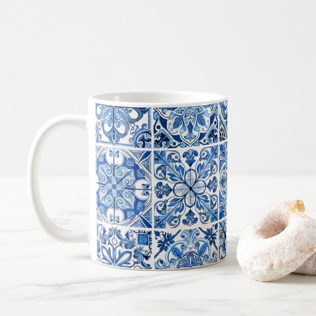 Mediterranean Tiles, Portugal, Azulejo, Majolica Kaffemugg (Med munk)
