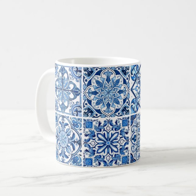 Mediterranean Tiles, Portugal, Azulejo, Majolica Kaffemugg (Framsida vänster)
