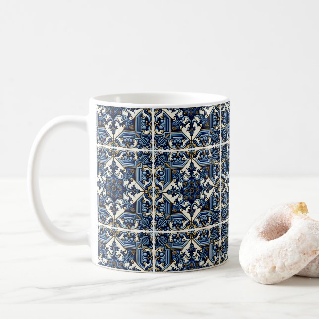 Mediterranean Tiles, Portugal, Azulejo, Majolica Kaffemugg (Med munk)
