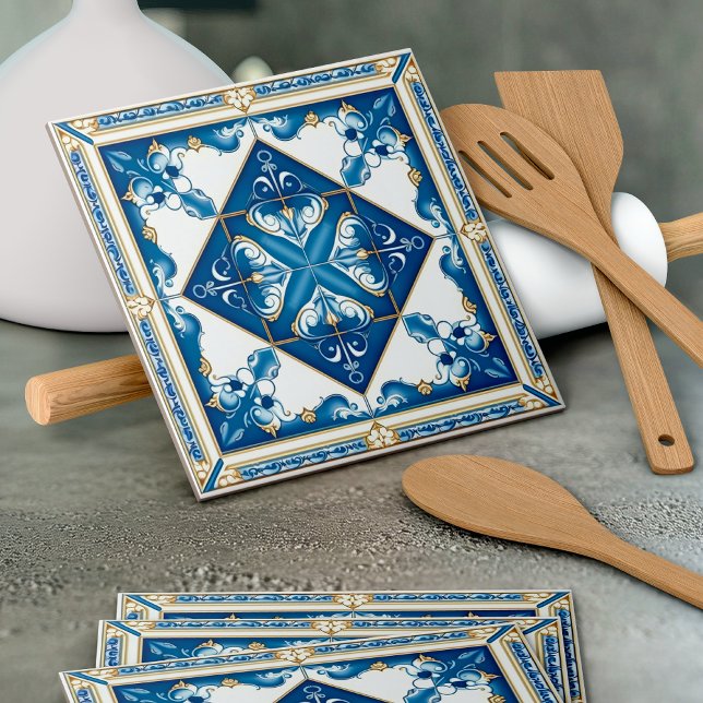 Mediterranean Tiles, Portugal, Azulejo, Majolica Kakelplatta (Skapare uppladdad)