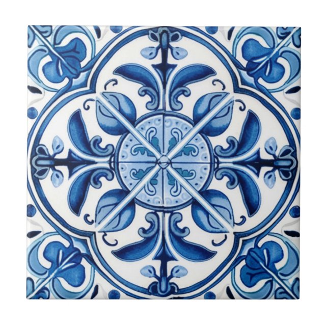 Mediterranean Tiles, Portugal, Azulejo, Majolica Kakelplatta (Framsidan)