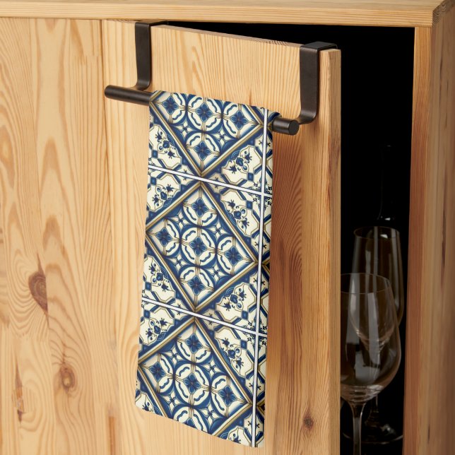 Mediterranean Tiles, Portugal, Azulejo, Majolica Kökshandduk (Thirds Fold)