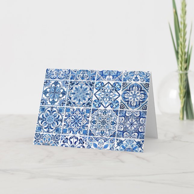 Mediterranean Tiles, Portugal, Azulejo, Majolica Kort (Framsida)