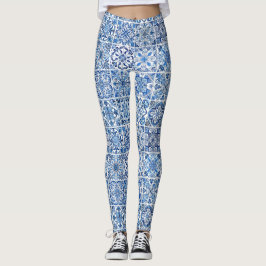 Mediterranean Tiles, Portugal, Azulejo, Majolica Leggings
