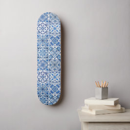 Mediterranean Tiles, Portugal, Azulejo, Majolica Mini Skateboard Bräda 18,5 Cm