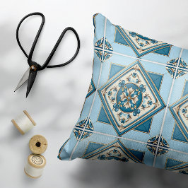 Mediterranean Tiles, Portugal, Azulejo, Majolica Prydnadskudde